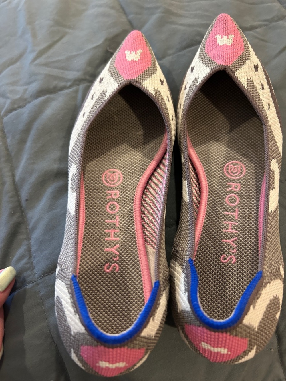 Rothy's Women's Pink, Gray & Blue Pointed Knit Flats